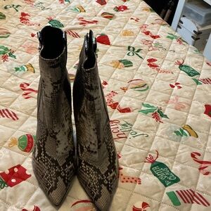 Guess Snakeskin Heeled Boots - Black and Brown